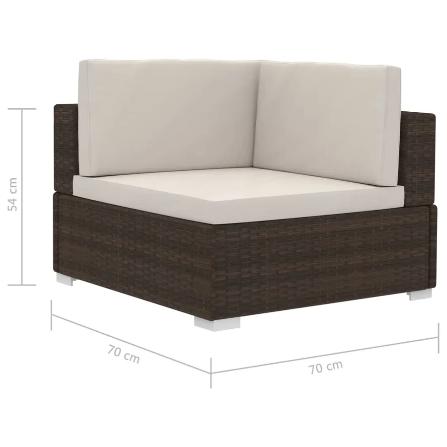 Chaises d'angles lot de 2 avec coussins Résine tressée Marron - 5