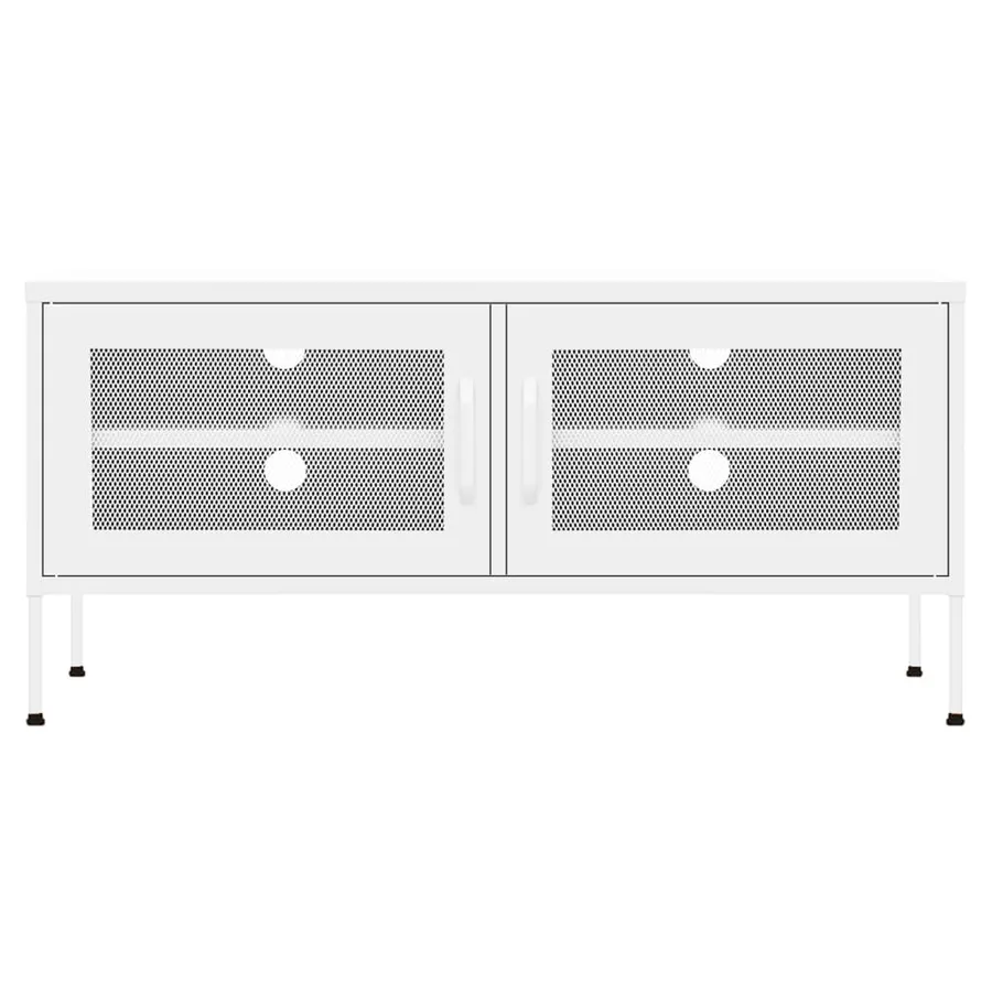 Meuble TV Blanc 105x35x50 cm Acier - 3