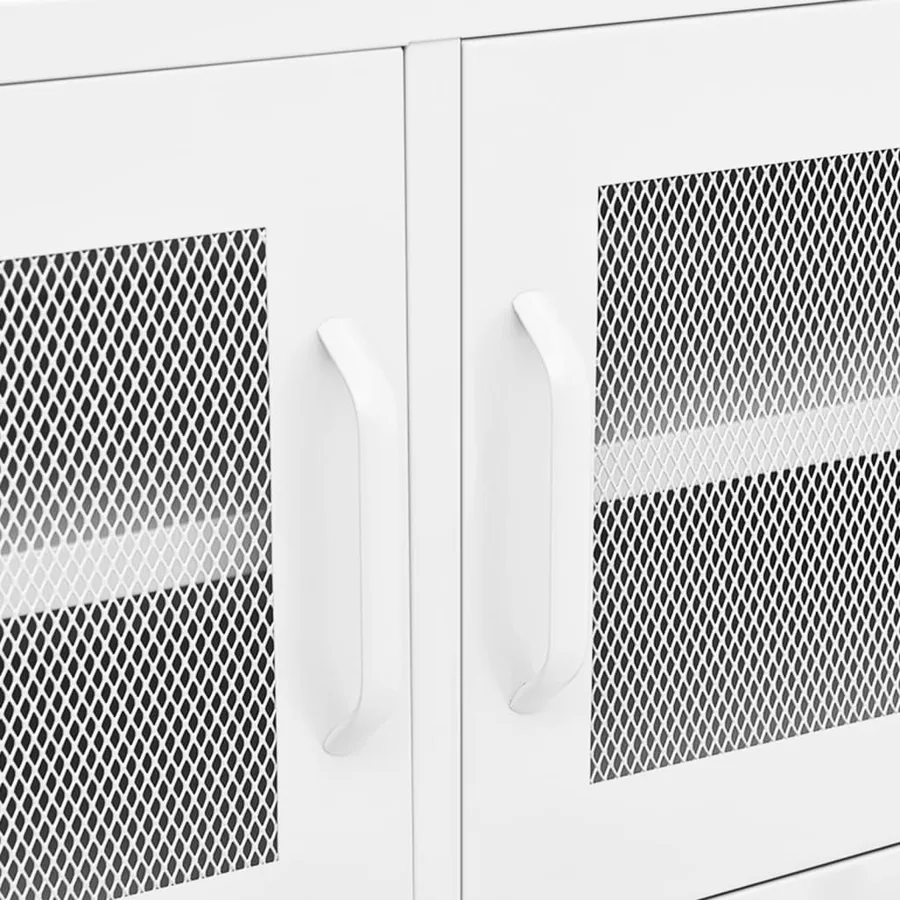 Meuble TV Blanc 105x35x50 cm Acier - 8
