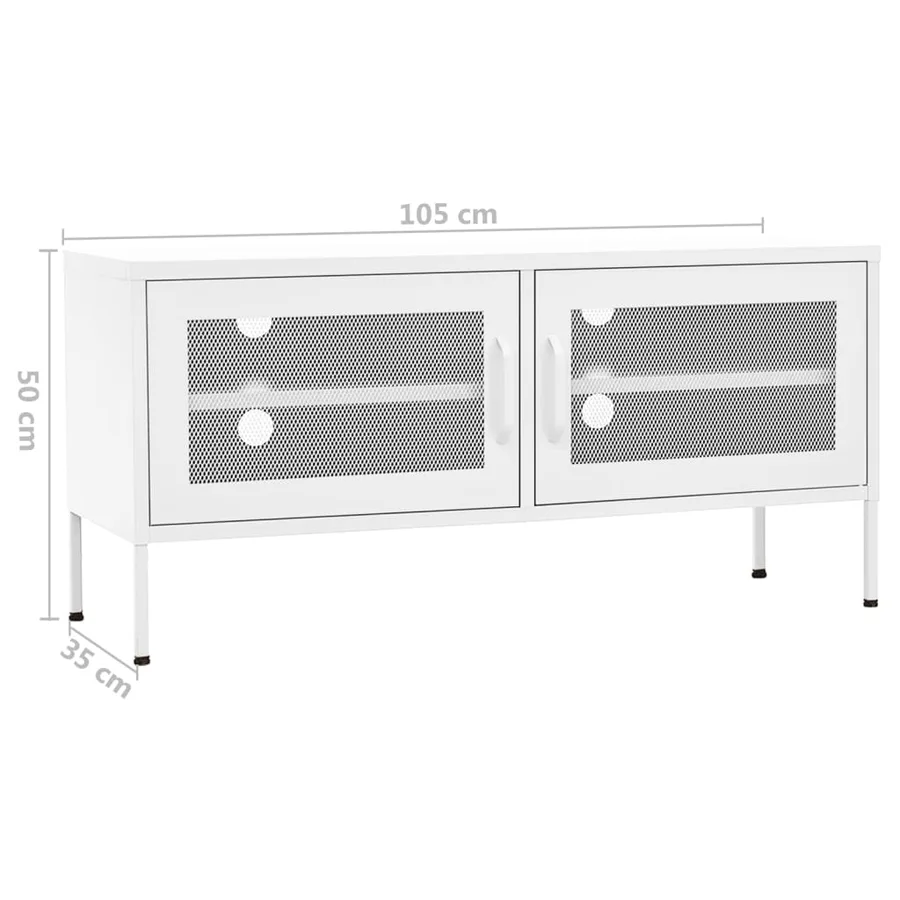 Meuble TV Blanc 105x35x50 cm Acier - 9