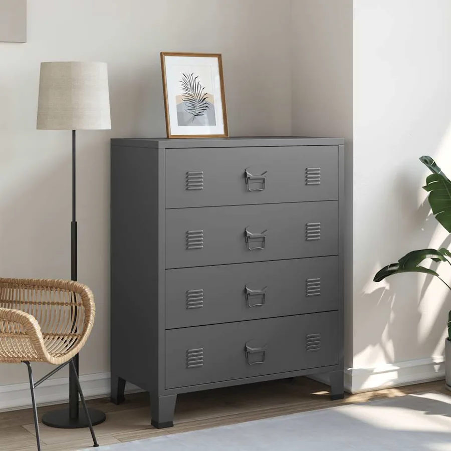 Armoire à tiroirs industrielle Anthracite 78x40x93 cm Métal
