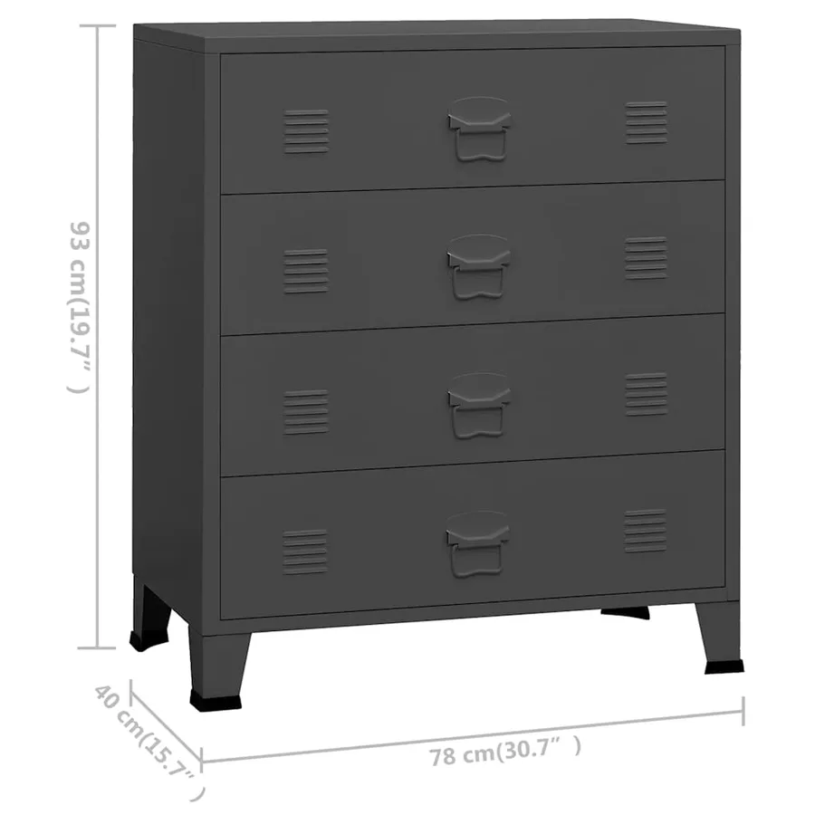 Armoire à tiroirs industrielle Anthracite 78x40x93 cm Métal - 11
