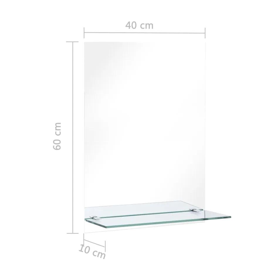 Miroir mural avec étagère 40x60 cm Verre trempé - 6