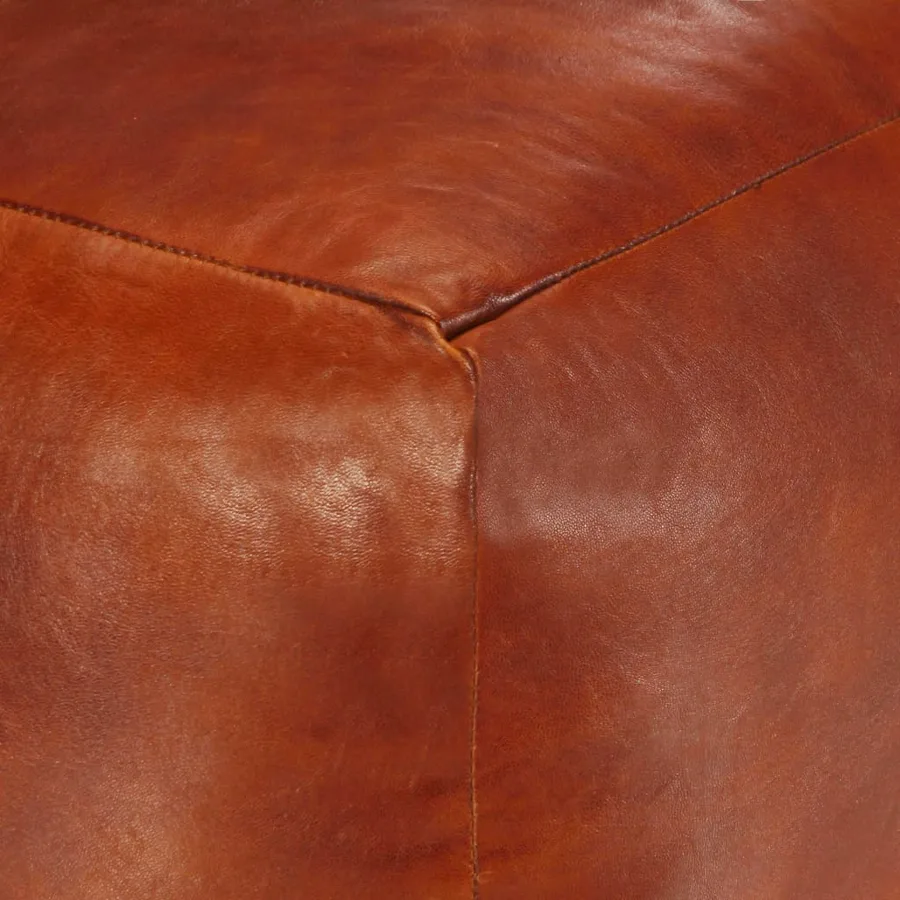 Pouf 40 x 40 x 40 cm Brun roux Cuir véritable de chèvre - 3