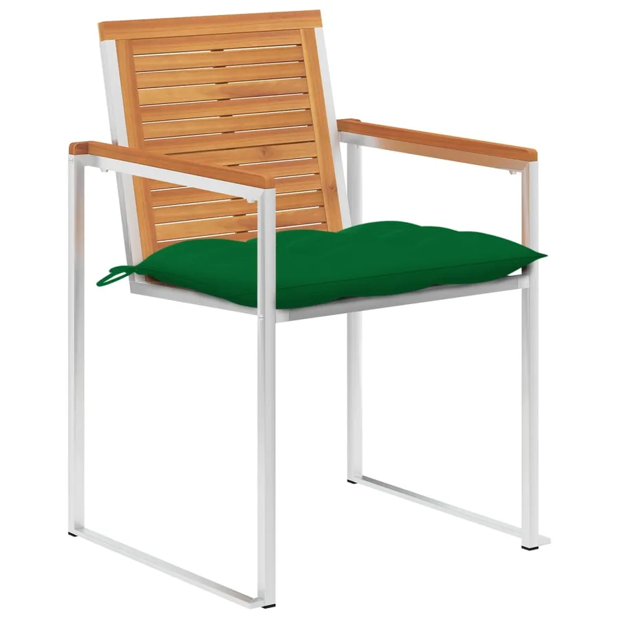 Chaises de jardin lot de 8 avec coussins Bois d'acacia solide - 2