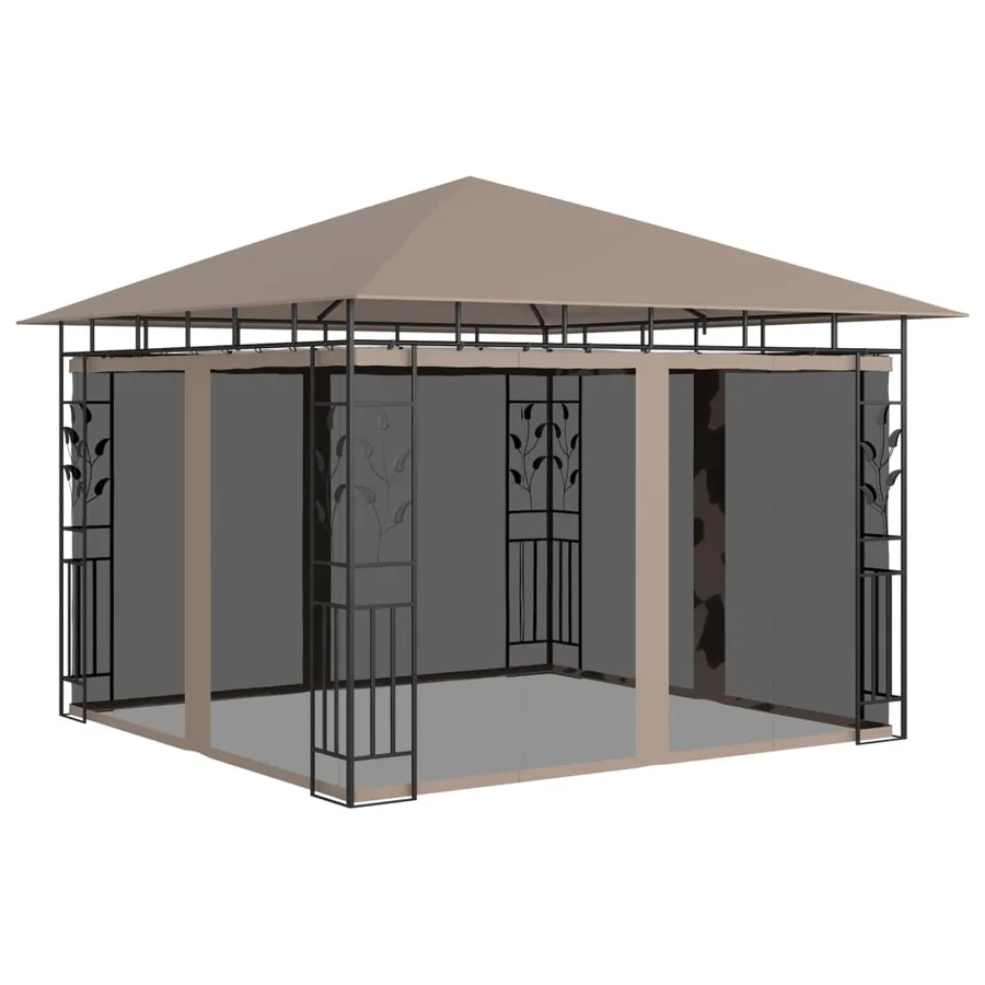 Tonnelle avec moustiquaire et lumières Led 3x3x2,73 m Taupe - 3