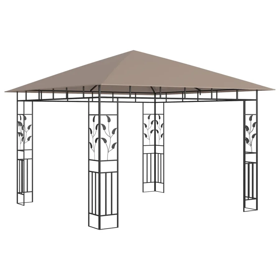 Tonnelle avec moustiquaire et lumières Led 3x3x2,73 m Taupe - 5