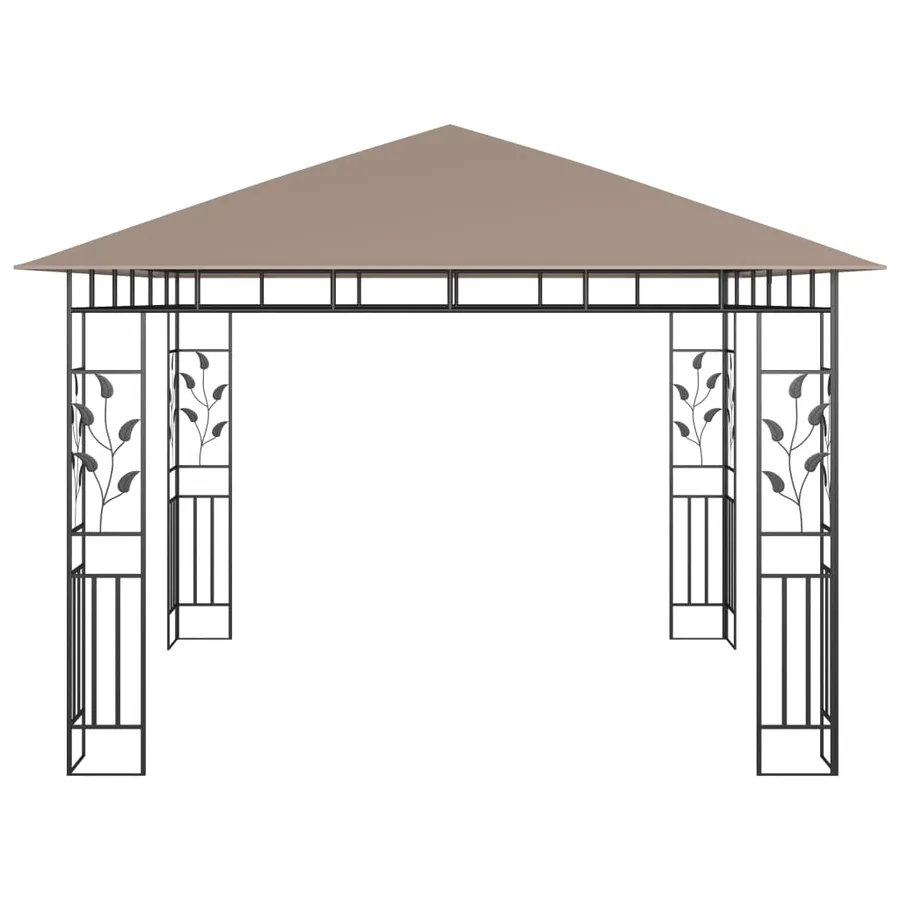 Tonnelle avec moustiquaire et lumières Led 3x3x2,73 m Taupe - 6