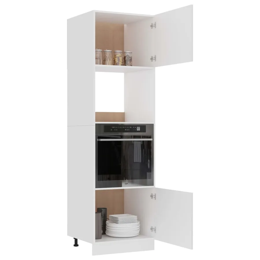 Meuble micro-ondes "Lyon" Blanc 60 x 57 x 207 cm Bois d'ingénierie - 4