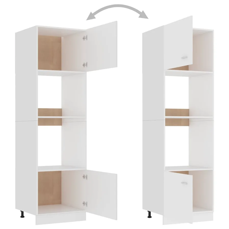 Meuble micro-ondes "Lyon" Blanc 60 x 57 x 207 cm Bois d'ingénierie - 5