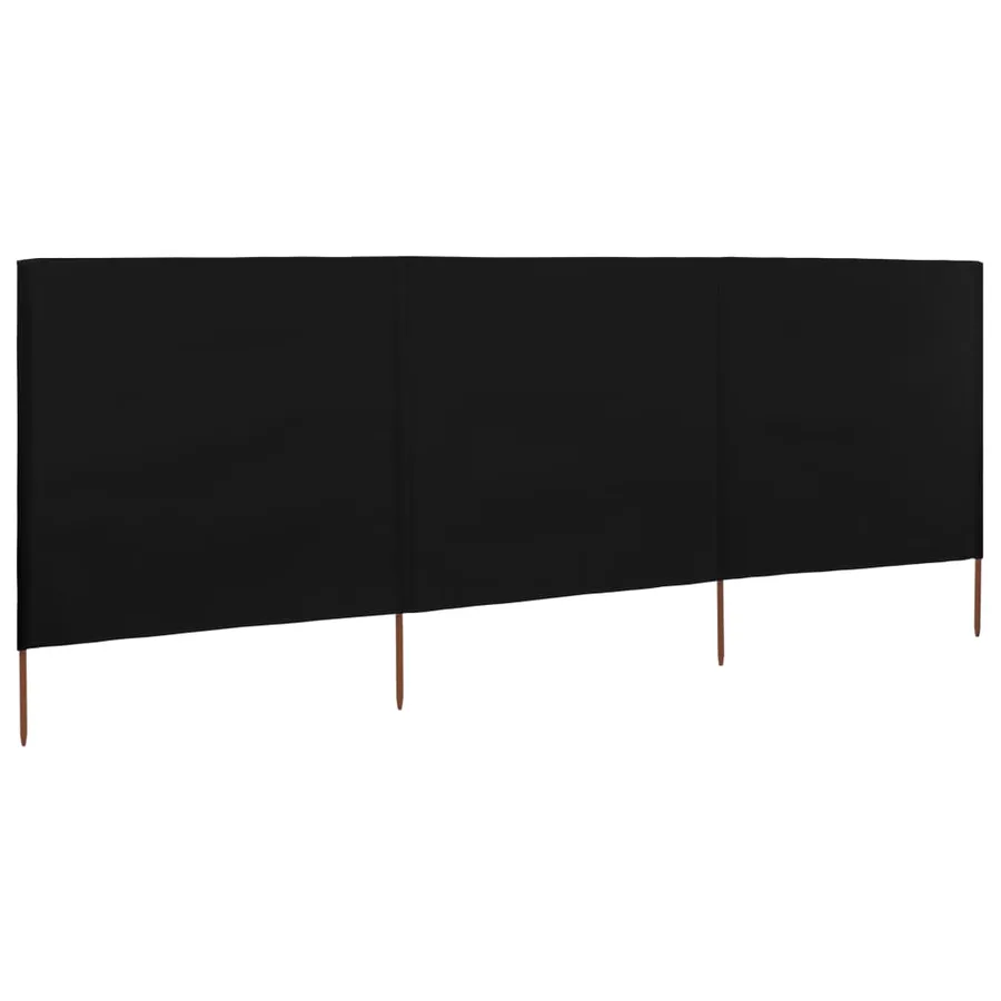 Paravent 3 panneaux Tissu 400 x 160 cm Noir - 2