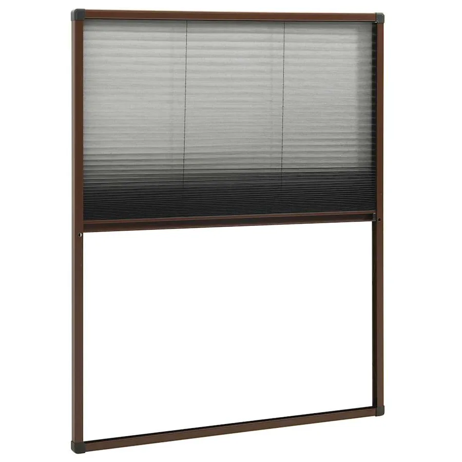 Moustiquaire plissée pour fenêtre Aluminium Marron 80x100 cm - 4