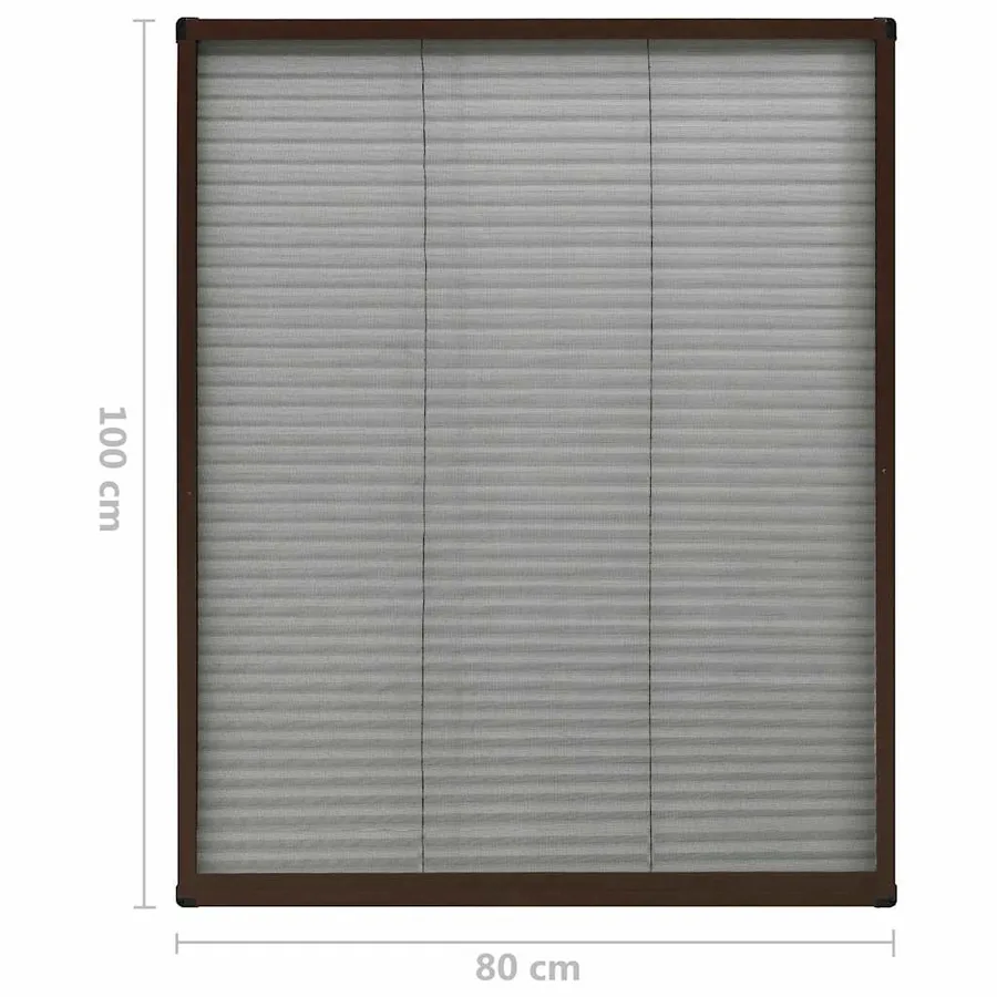 Moustiquaire plissée pour fenêtre Aluminium Marron 80x100 cm - 7