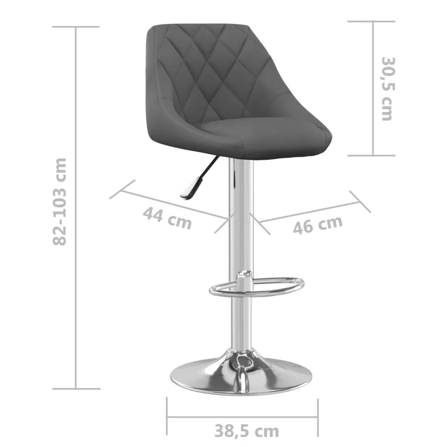 Tabourets de bar lot de 2 gris foncé velours - 9