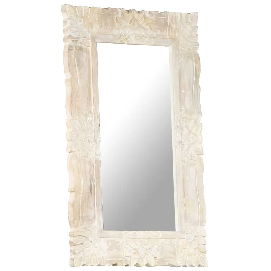 Miroir Blanc 80x50 cm Bois de manguier massif - 10