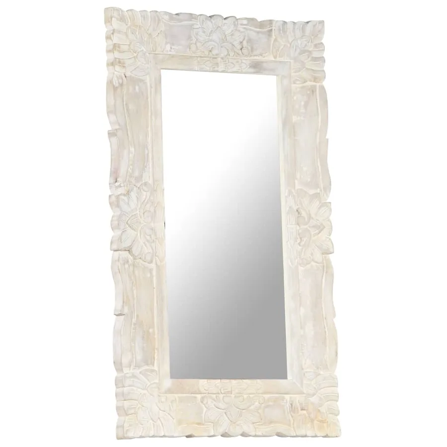 Miroir Blanc 80x50 cm Bois de manguier massif - 2