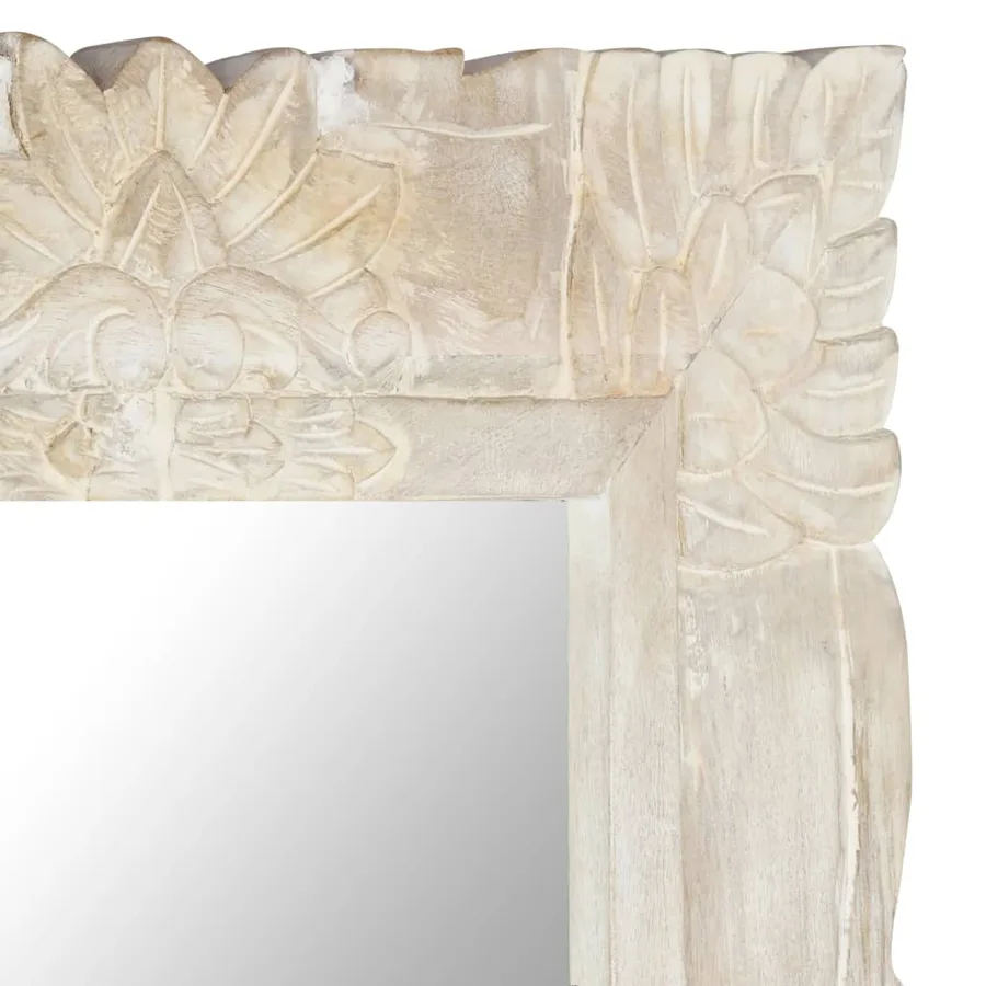 Miroir Blanc 80x50 cm Bois de manguier massif - 4
