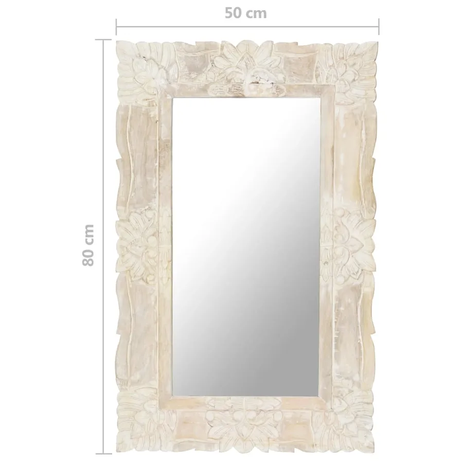 Miroir Blanc 80x50 cm Bois de manguier massif - 6
