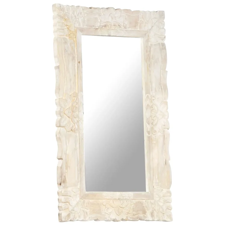 Miroir Blanc 80x50 cm Bois de manguier massif - 9