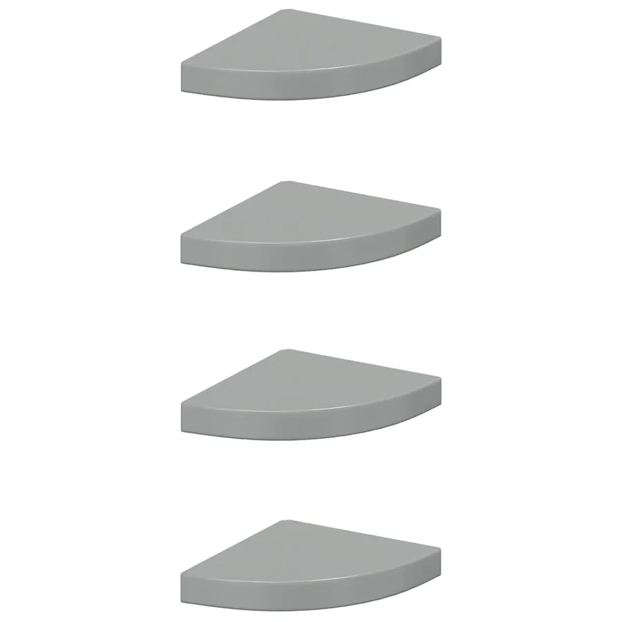 Étagères d'angle flottantes 4 pcs gris brillant 25x25x3,8cm MDF - 2