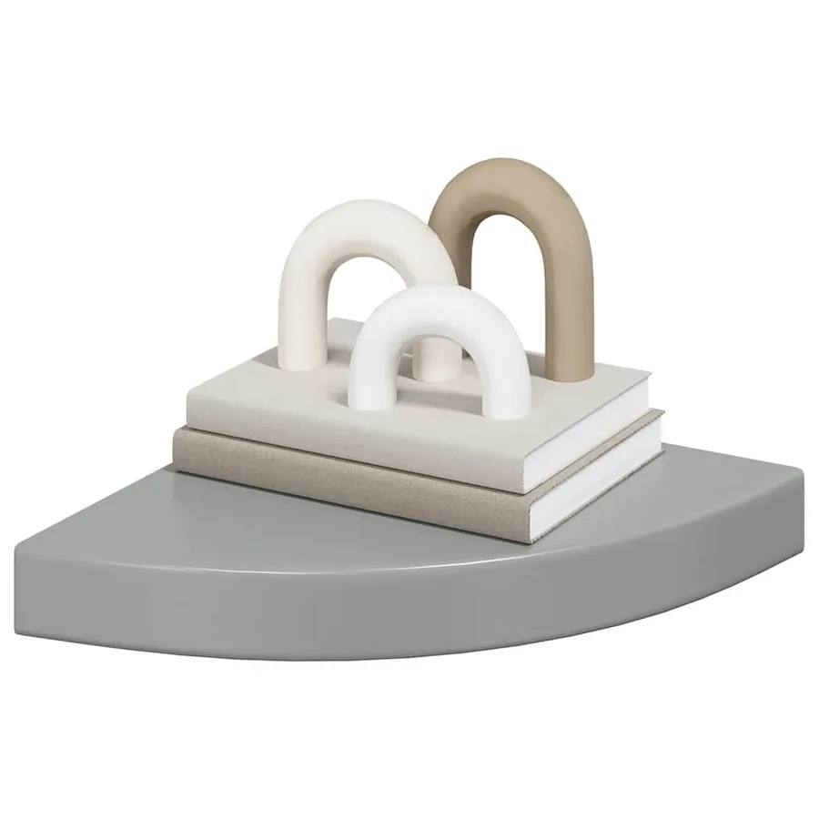Étagères d'angle flottantes 4 pcs gris brillant 25x25x3,8cm MDF - 4