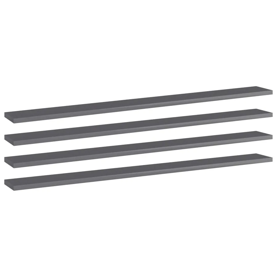 Panneaux bibliothèque 4pcs Gris brillant 100x10x1,5cm Aggloméré