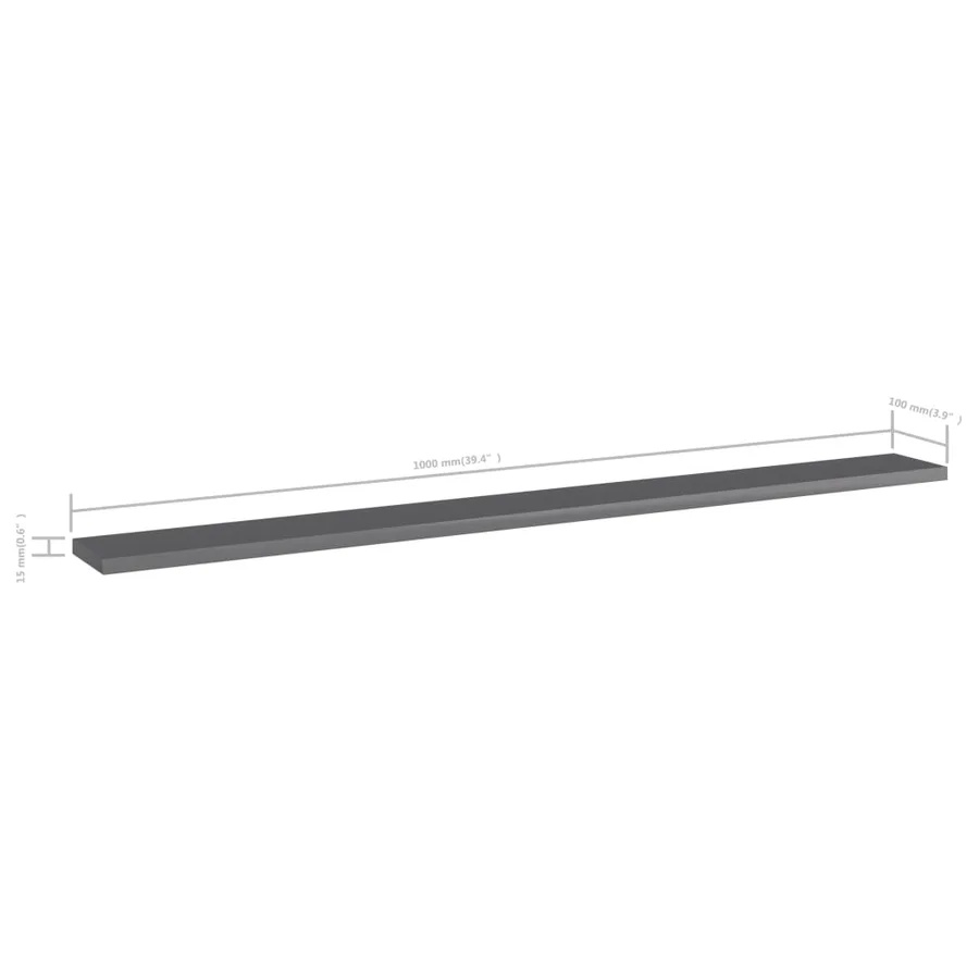 Panneaux bibliothèque 4pcs Gris brillant 100x10x1,5cm Aggloméré - 5