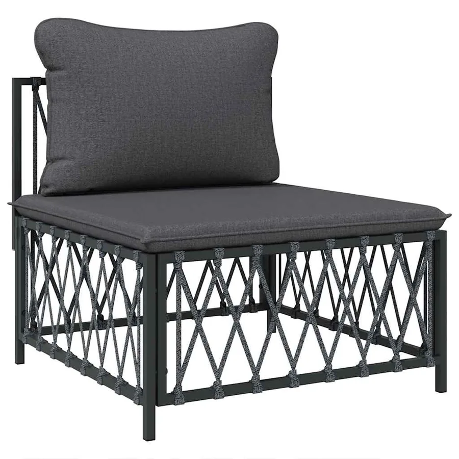 Canapé central de jardin avec coussins anthracite tissu tissé - 2