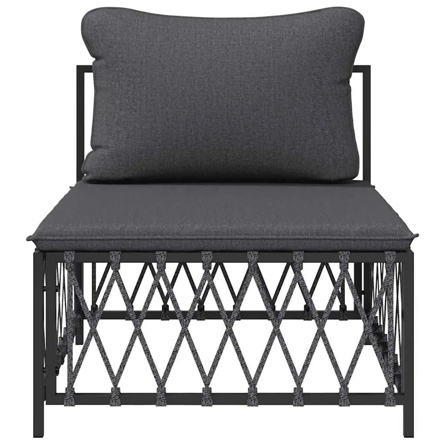 Canapé central de jardin avec coussins anthracite tissu tissé - 3