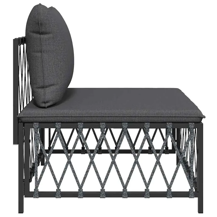 Canapé central de jardin avec coussins anthracite tissu tissé - 4