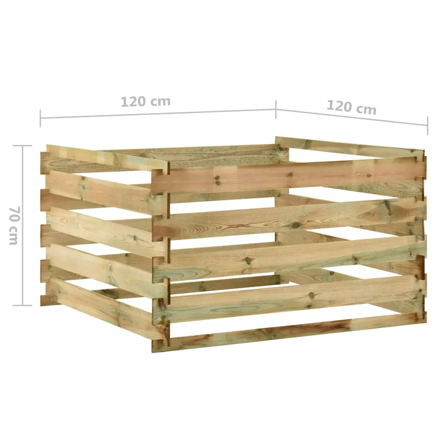 Composteur de jardin à lattes 120x120x70cm Bois de pin imprégné - 5