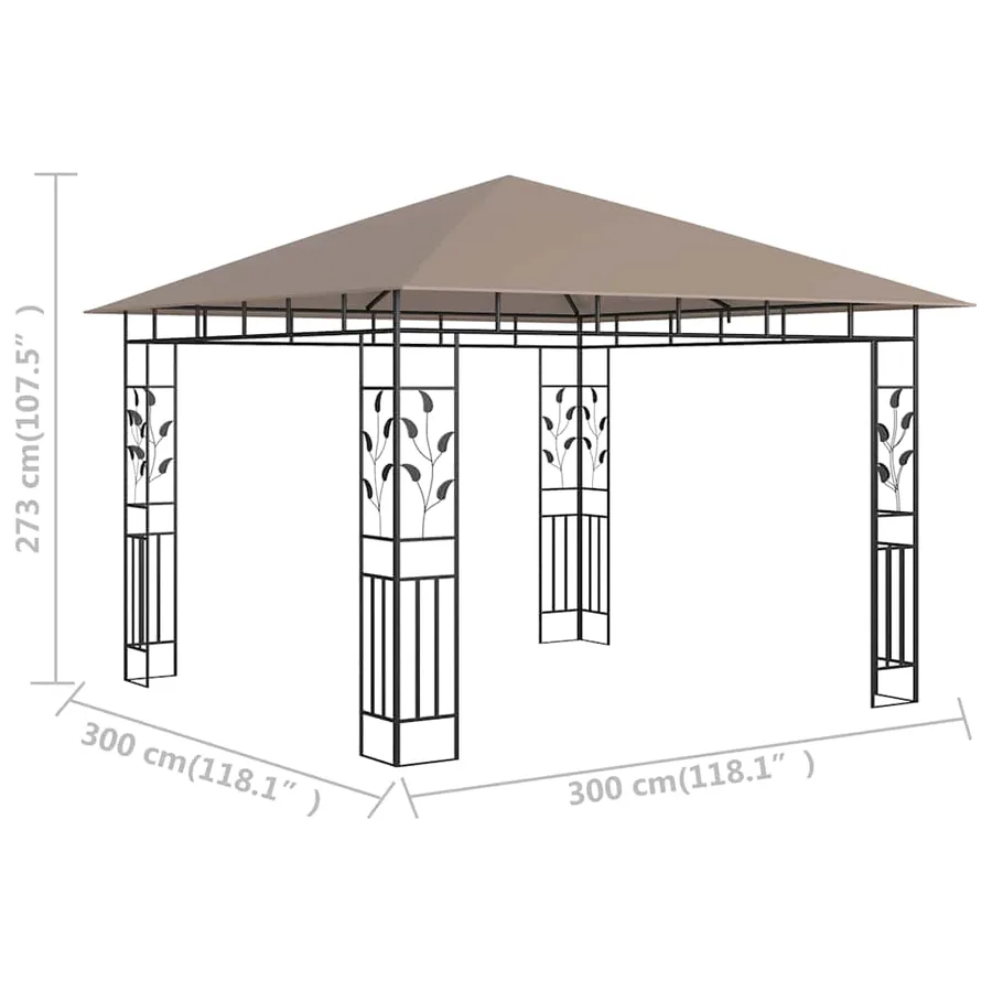 Belvédère avec moustiquaire 3x3x2,73 m Taupe 180 g/m² - 5