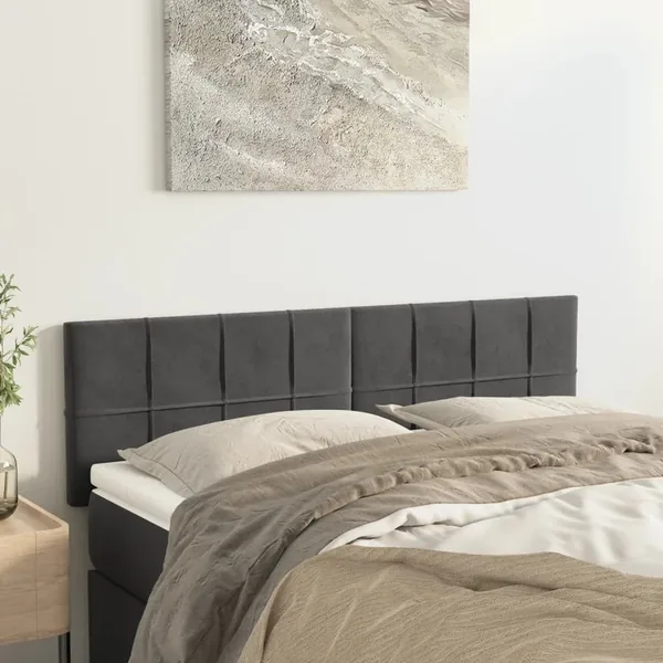 Têtes de lit Gris foncé 144x5x78/88 cm Velours