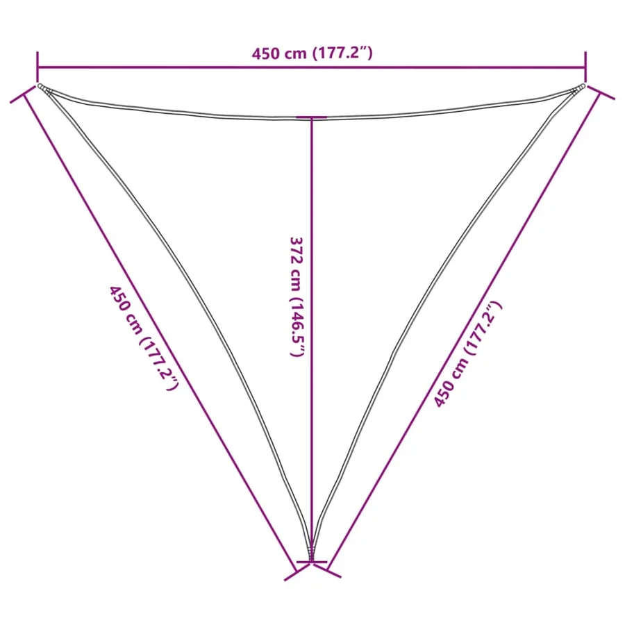 Voile de parasol tissu oxford triangulaire 4,5x4,5x4,5 m crème - 10