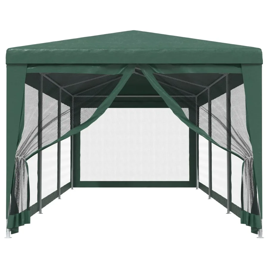 Tente de fête avec 8 parois latérales en maille Vert 3x9 m PEHD - 3