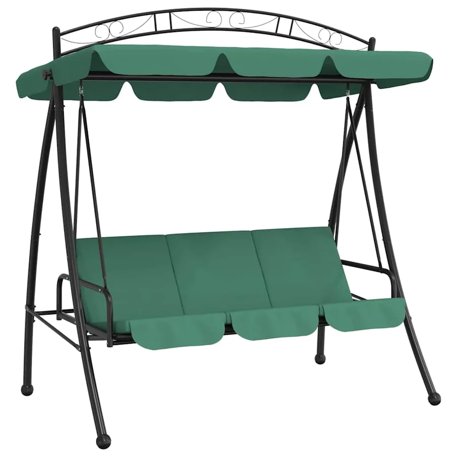 Balancelle de jardin avec auvent vert 198 cm tissu et acier - 2