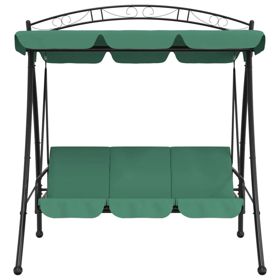 Balancelle de jardin avec auvent vert 198 cm tissu et acier - 3