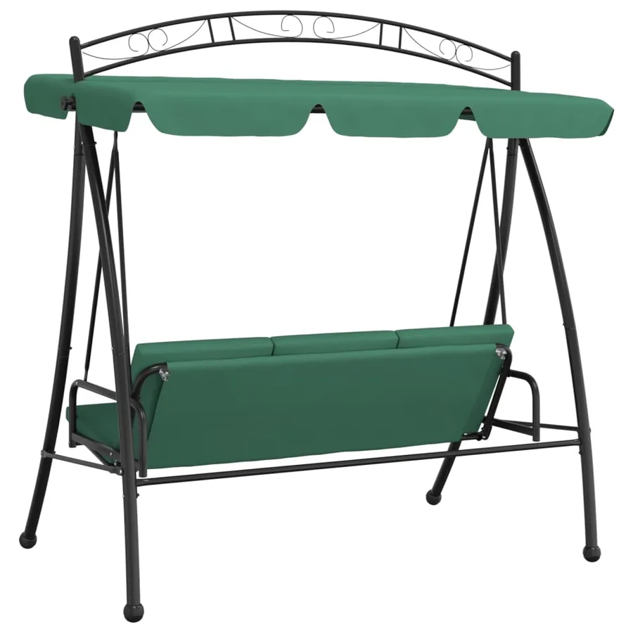 Balancelle de jardin avec auvent vert 198 cm tissu et acier - 5