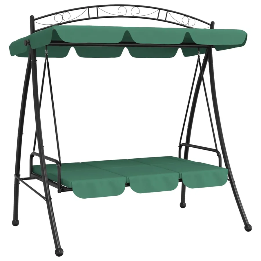 Balancelle de jardin avec auvent vert 198 cm tissu et acier - 6
