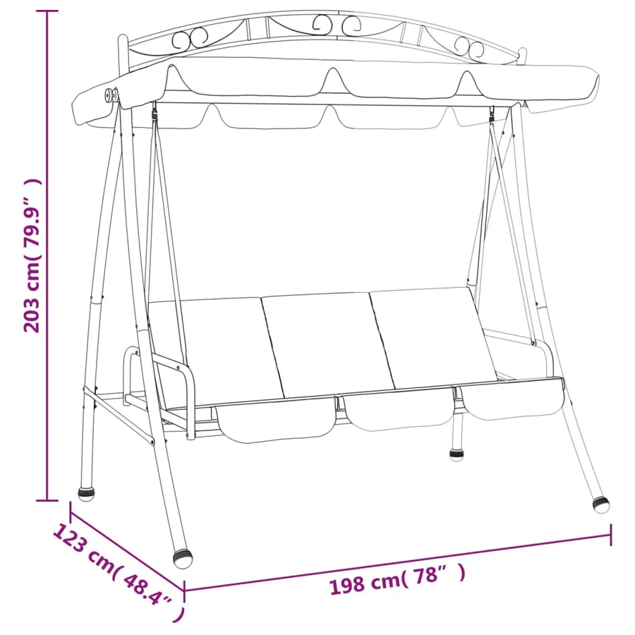 Balancelle de jardin avec auvent vert 198 cm tissu et acier - 9