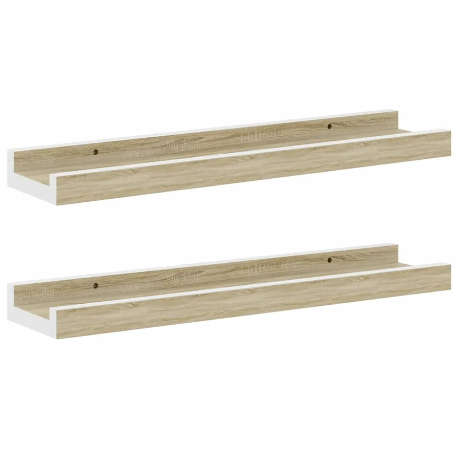 Étagères murales 2 pcs blanc et chêne sonoma 40x9x3 cm - 2