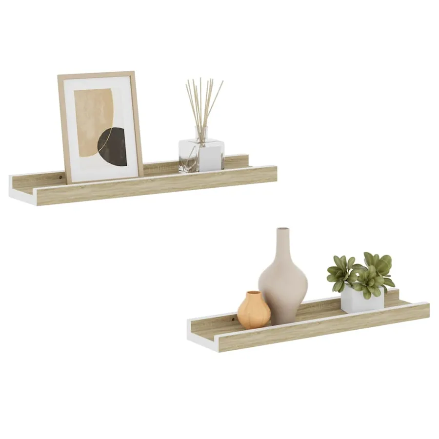 Étagères murales 2 pcs blanc et chêne sonoma 40x9x3 cm - 4