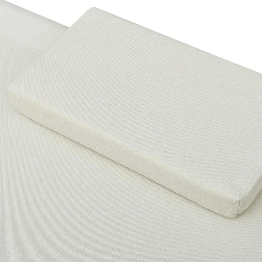 Lit de repos d'extérieur avec auvent et oreillers Blanc crème - 5
