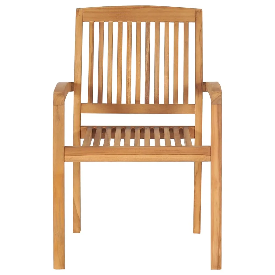 Chaises de jardin empilables avec coussins lot de 6 Teck solide - 5