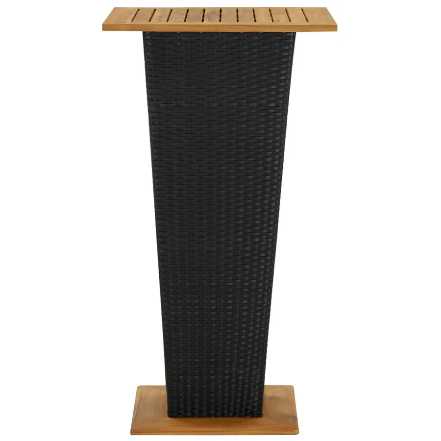 Table de bar Noir 60x60x110 cm Résine tressée et bois d'acacia - 2