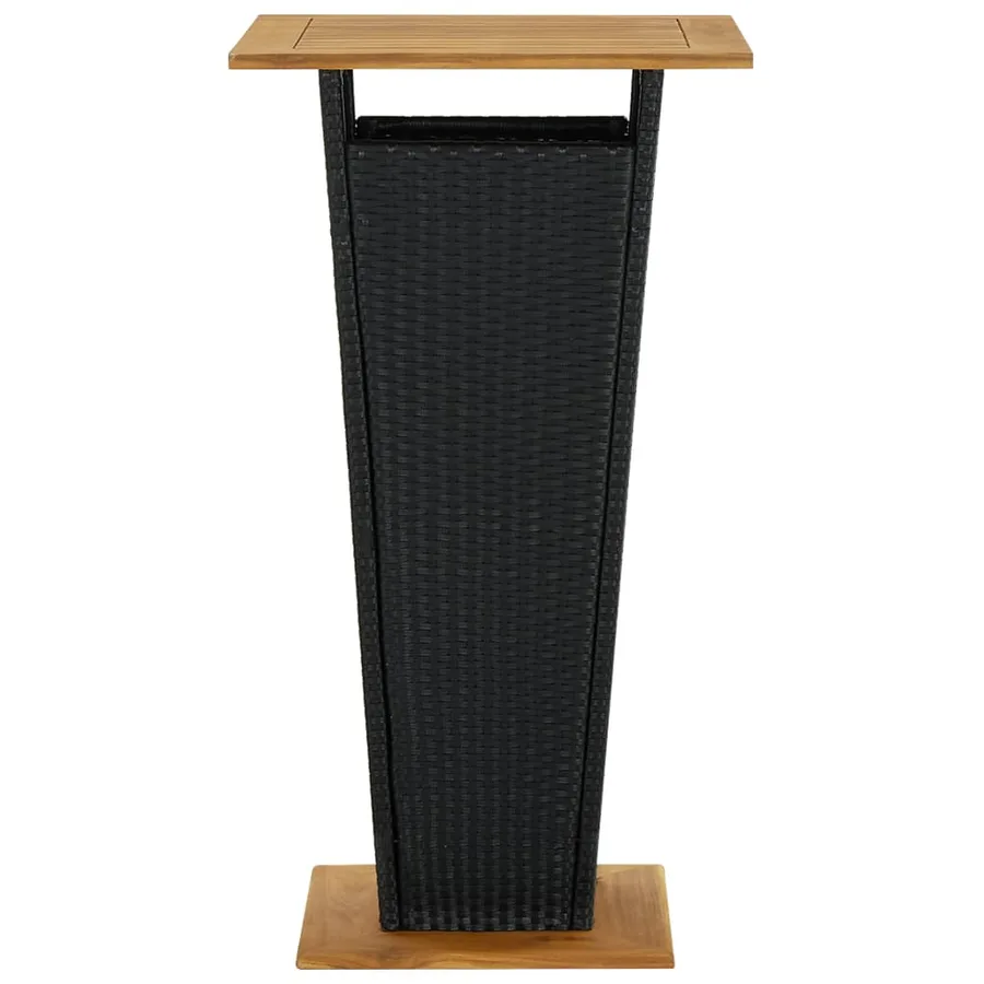 Table de bar Noir 60x60x110 cm Résine tressée et bois d'acacia - 3