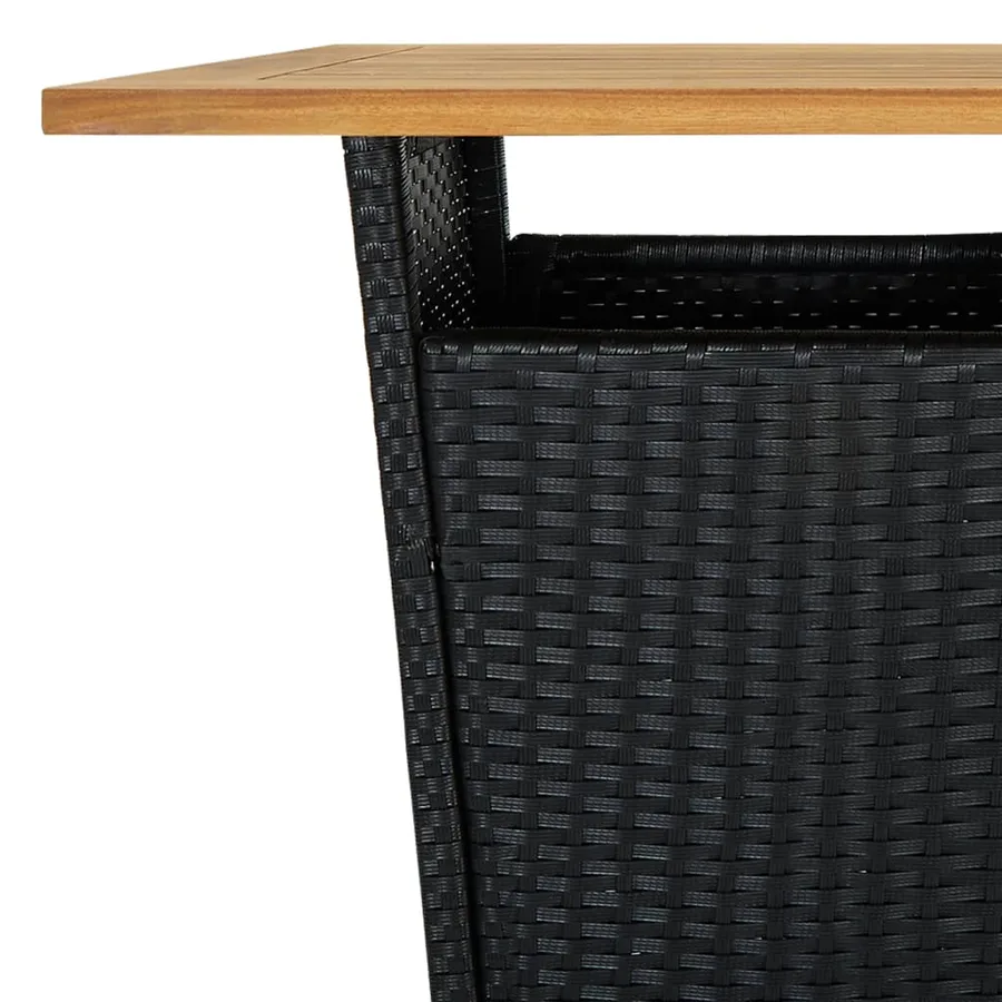 Table de bar Noir 60x60x110 cm Résine tressée et bois d'acacia - 5