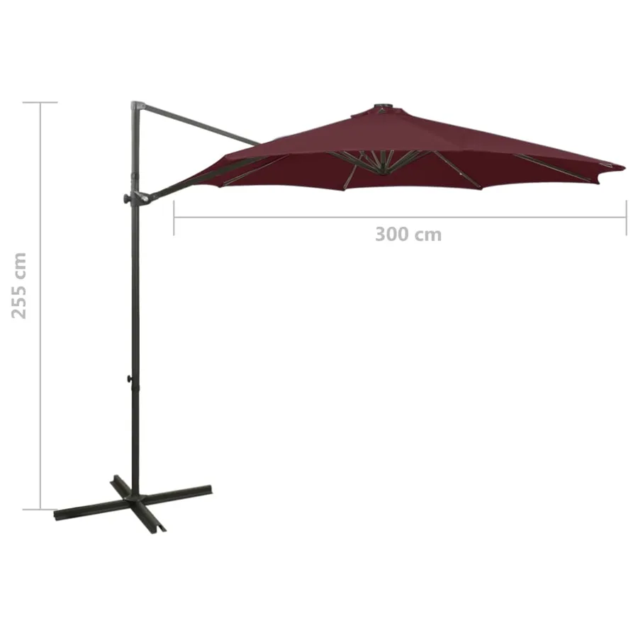 Parasol de jardin en porte-à-faux avec mât et lumières LED - 11