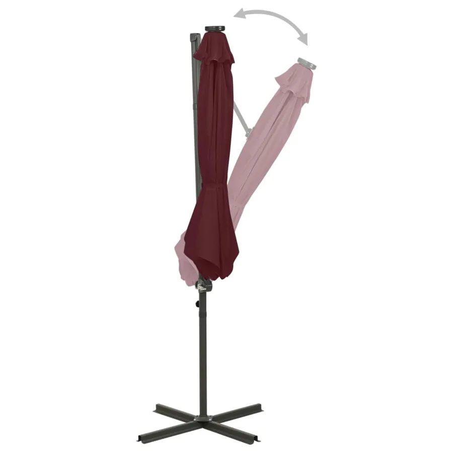 Parasol de jardin en porte-à-faux avec mât et lumières LED - 3
