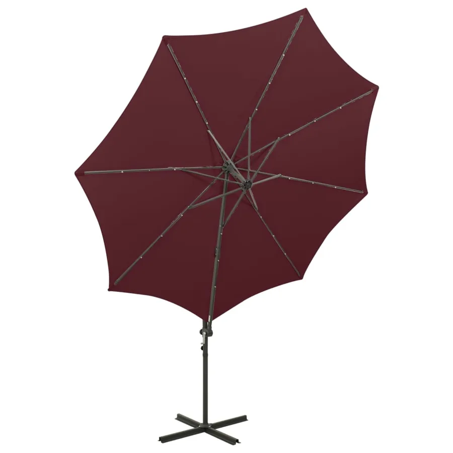 Parasol de jardin en porte-à-faux avec mât et lumières LED - 4